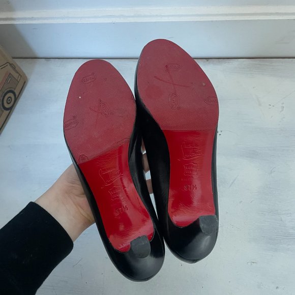 Christian Louboutin Very Prive Black Leather Peep Toe Pumps Heels - Picture 13 of 14